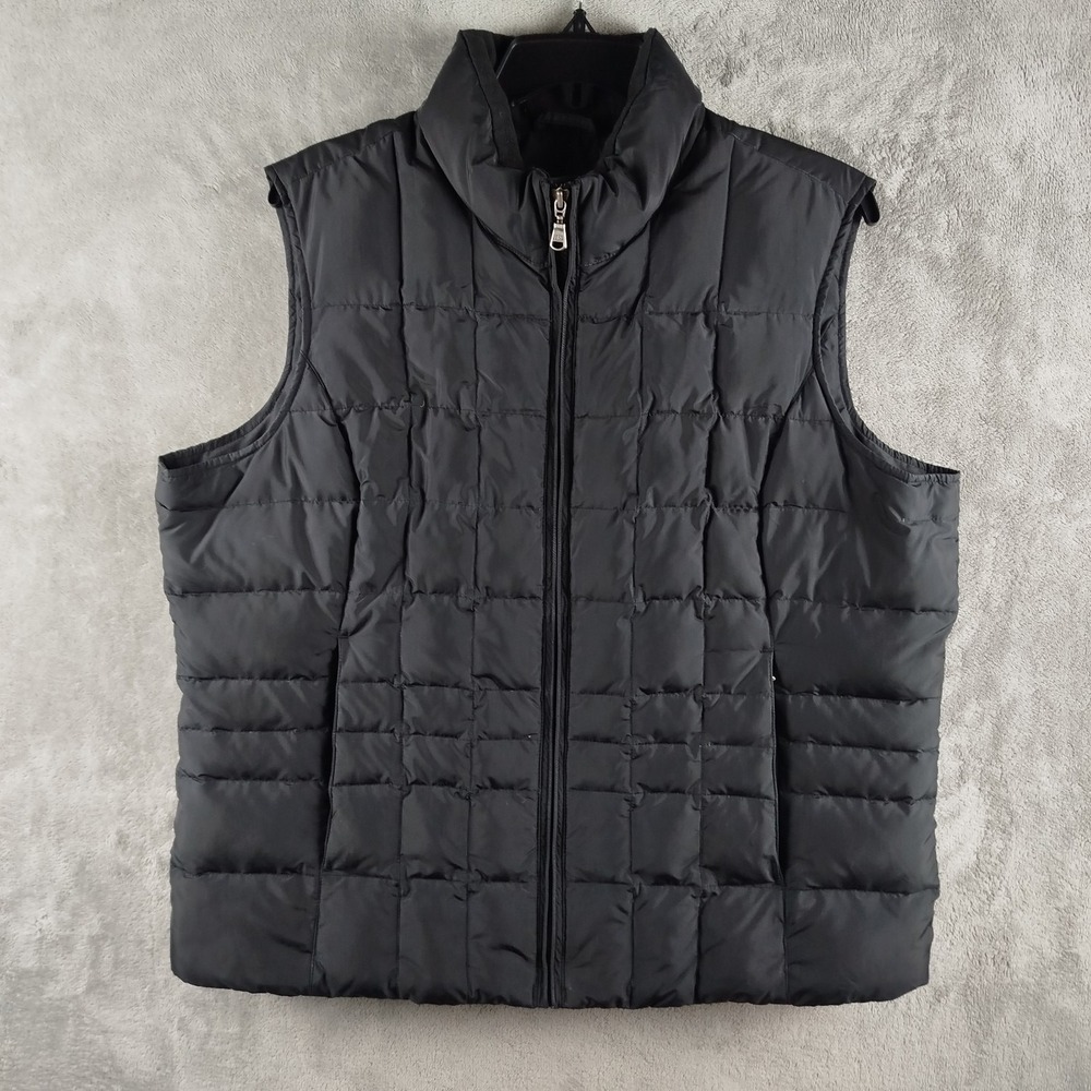 Eddie Bauer Premium Goose Down Puffer Vest Adult XL Black Full Zip Pockets